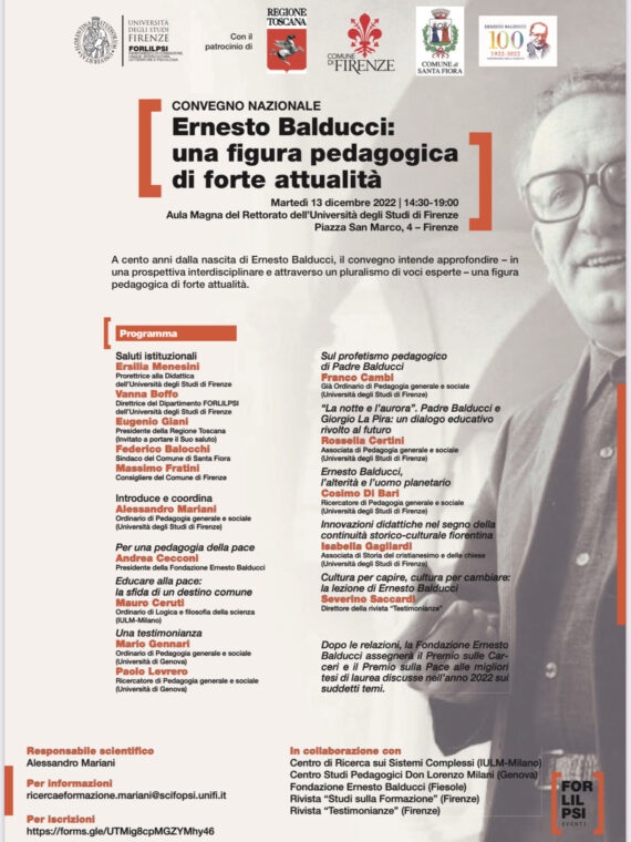 Ernesto Balducci: una figura pedagogica di forte attualità