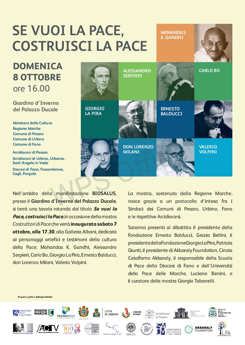 Ottobre 2023 – Urbino: “Costruttori di pace”